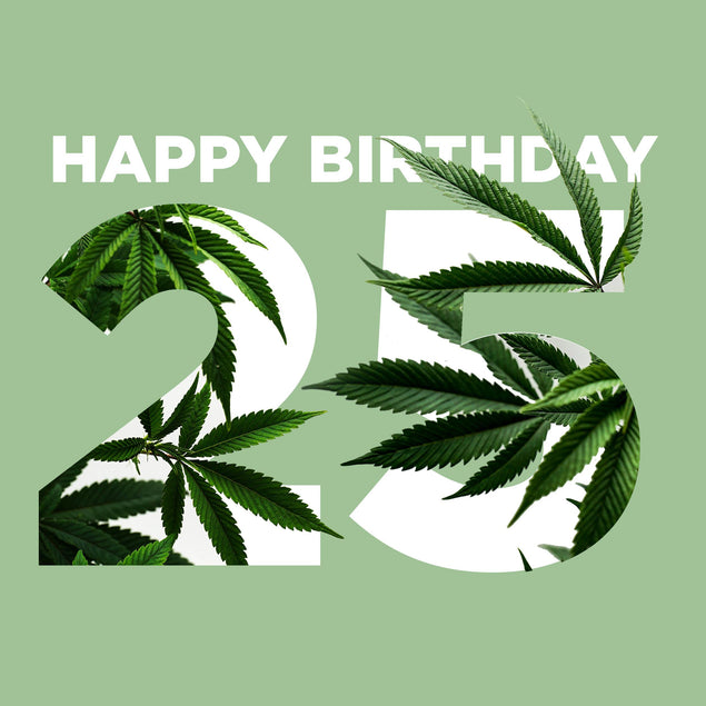 Cannabis Leaves Happy 25th Birthday Confetti-exploding Greetings Card