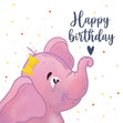 Cute Pink Elephant Happy Birthday Confetti-exploding Greetings Card