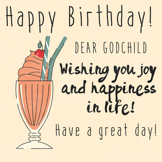 Milkshake Happy Birthday Godchild Wishing You Joy And Happiness Confetti-exploding Greetings Card