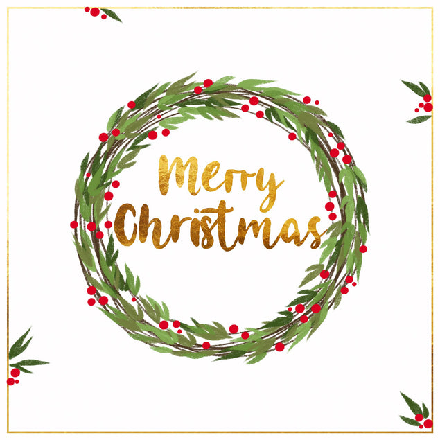 Merry Christmas Minimalist Wreath Confetti-exploding Greetings Card