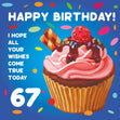 Happy 67th Birthday Cupcake Confetti-exploding Greetings Card