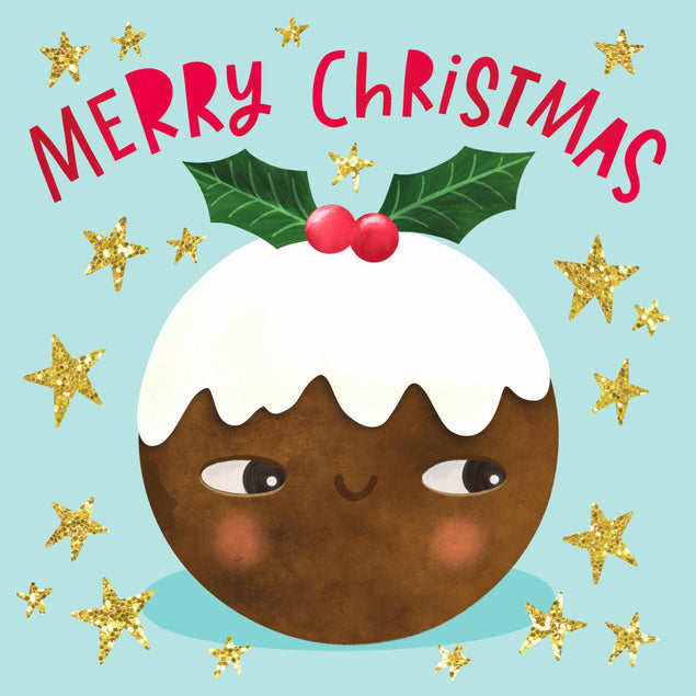 Cute Christmas Pudding Confetti-exploding Greetings Card