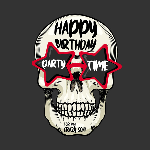 Happy Birthday Son Skull Wearing Glasses Confetti-exploding Greetings Card