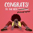 Cograts! To The Best Photographer Funny Girl With A Camera Confetti-exploding Greetings Card