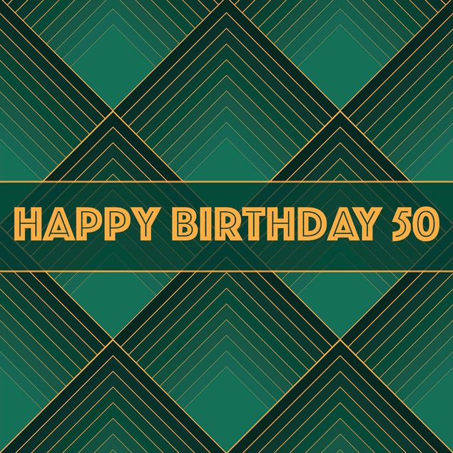 Happy 50th Birthday Green Squares Confetti-exploding Greetings Card