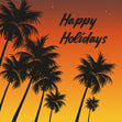Happy Holidays Orange Sunset And Palm Trees Confetti-exploding Greetings Card