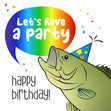 Happy Birthday Let's Have A Party Fish Wearing A Birthday Hat Confetti-exploding Greetings Card