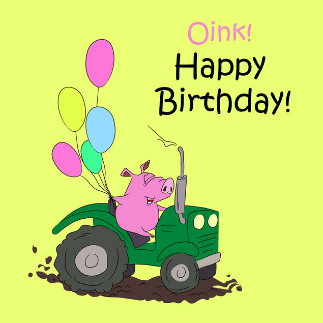 Funny Pig Happy Birthday Confetti-exploding Greetings Card