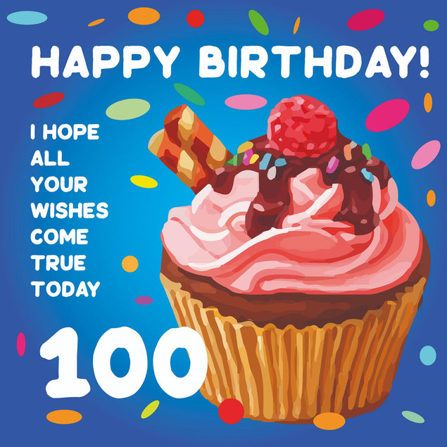 Happy 100th Birthday Cupcake Confetti-exploding Greetings Card