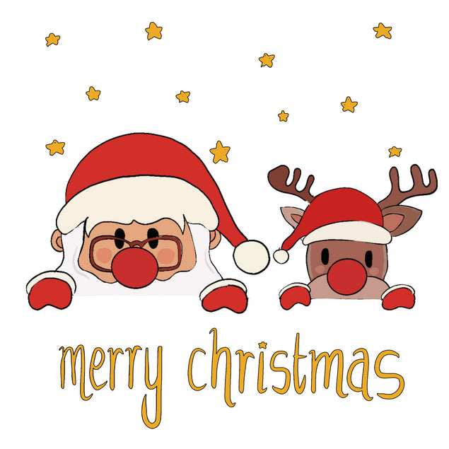 Merry Christmas Santa And Deer Confetti-exploding Greetings Card