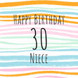 30th Happy Birthday Stipes Niece Confetti-exploding Greetings Card