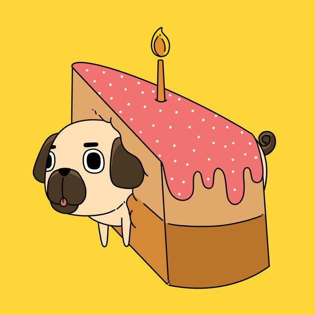 Happy Birthday Puggy Cake Confetti-exploding Greetings Card