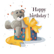 Teddy Bear With Gift Happy Birthday Confetti-exploding Greetings Card