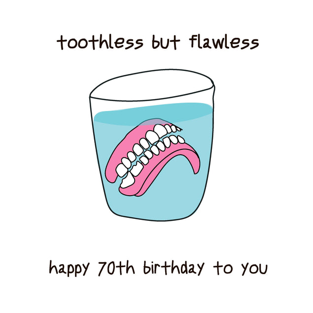 Happy 70th Birthday Dentures In A Glass Of Water Confetti-exploding Greetings Card
