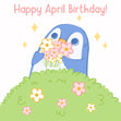 Little Penguin Happy April Birthday Confetti-exploding Greetings Card