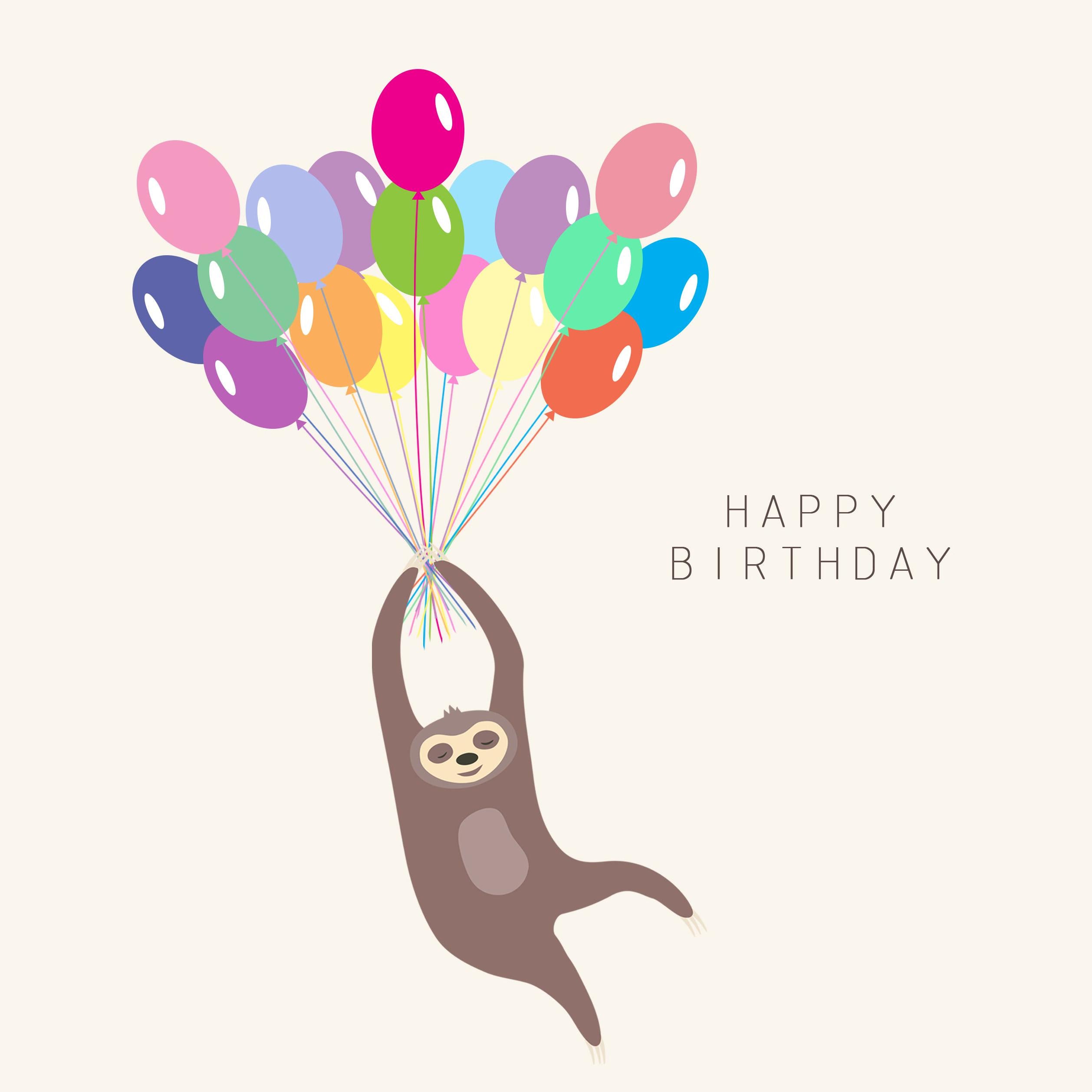 Happy Birthday Sloth And Balloons Confetti-exploding Greetings Card – Boomf