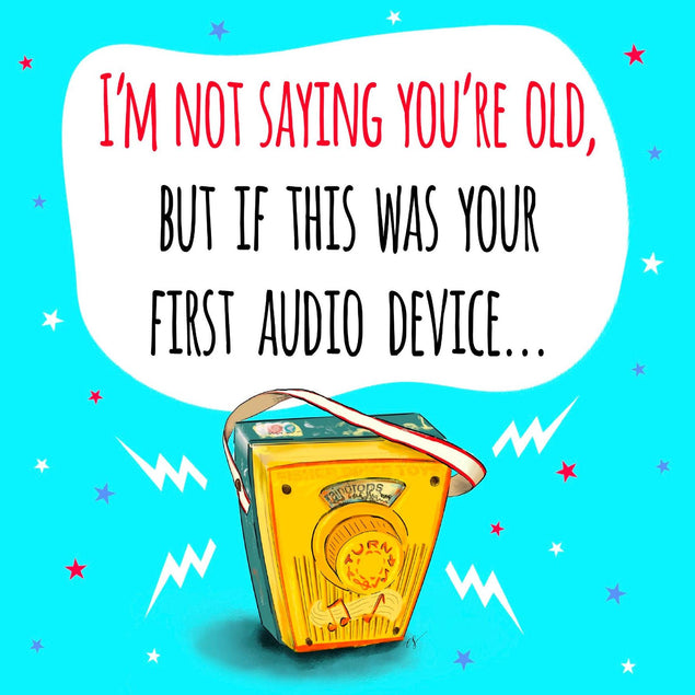 First Audio Device Confetti-exploding Greetings Card