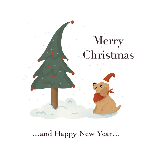 Merry Christmas And Happy New Year Cute Labrador Puppy And Christmas Tree Confetti-exploding Greetings Card