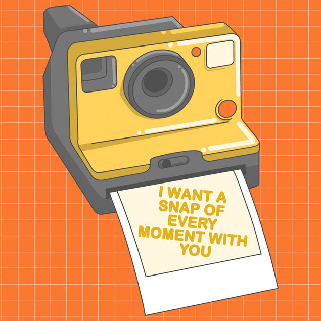 I Want A Snap With You Yellow Retro Camera Confetti-exploding Greetings Card