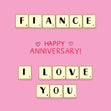 Happy Anniversary Fiance I Love You Scrabble Confetti-exploding Greetings Card