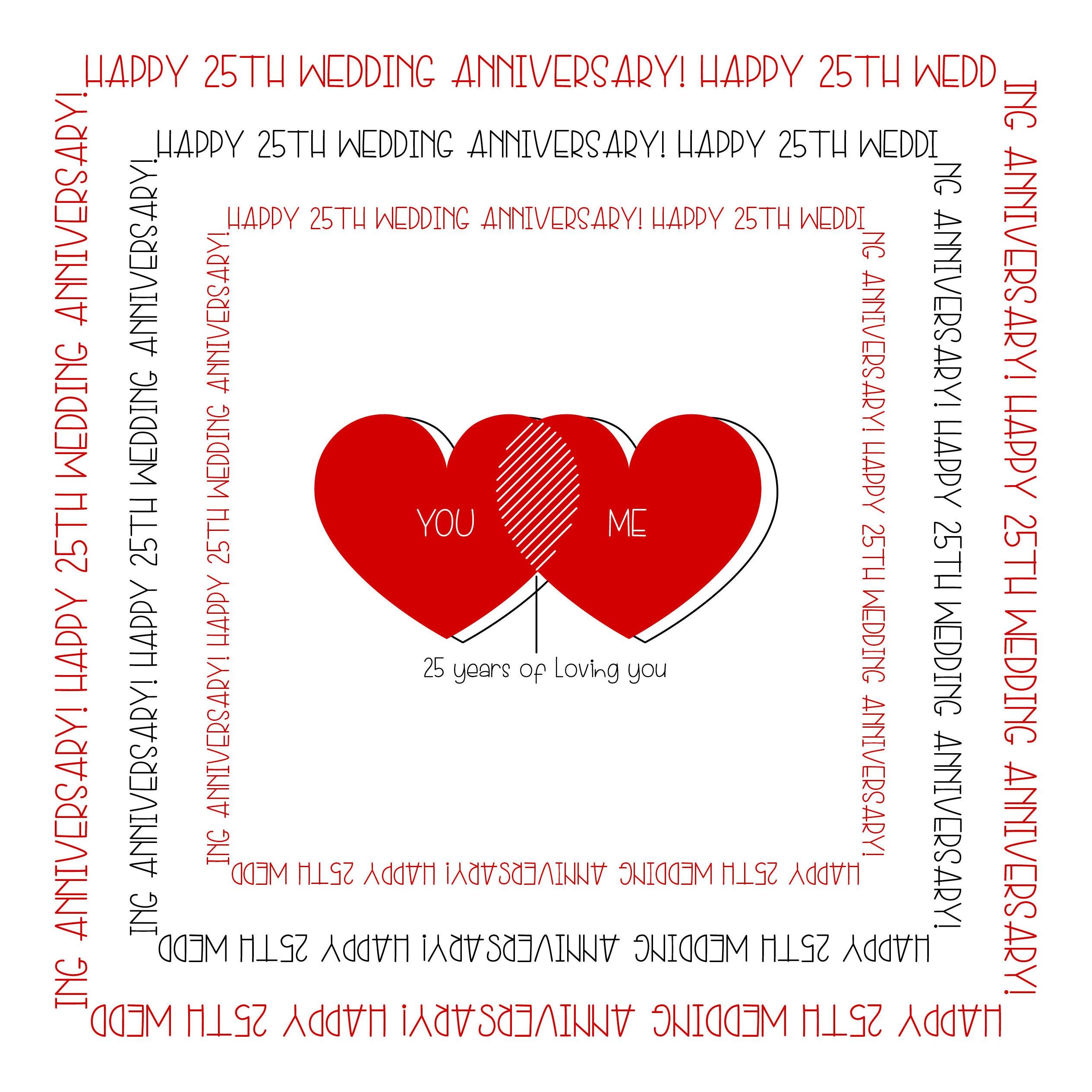 Happy 25th Wedding Anniversary Me And You Red Hearts Confetti