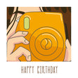 Happy Birthday Pretty Girl With A Yellow Camera Confetti-exploding Greetings Card