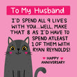 Happy Anniversary Husband 9 Lives Confetti-exploding Greetings Card
