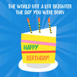 Blue Background Cake Happy Birthday Confetti-exploding Greetings Card