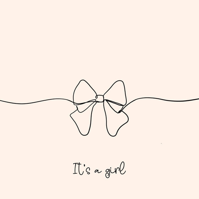 It's A Girl Minimalist Bow New Baby Confetti-exploding Greetings Card