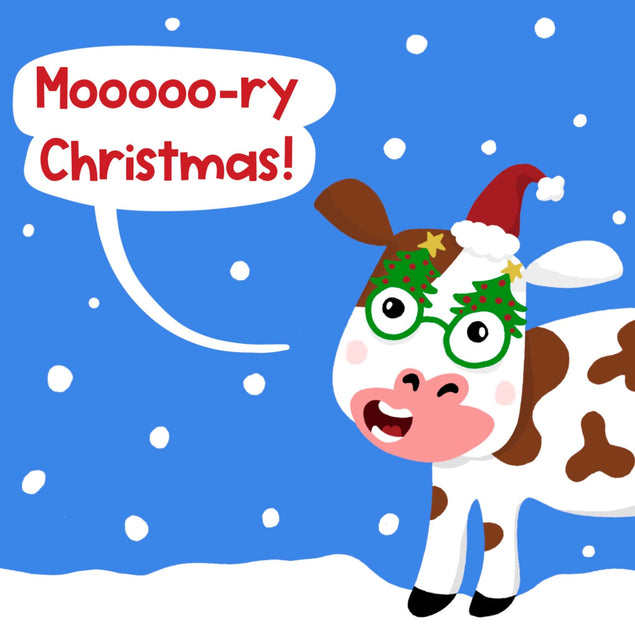 Cute Cow Christmas Confetti-exploding Greetings Card