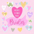 Here Come The Brides Colourful Hearts Wedding Confetti-exploding Greetings Card