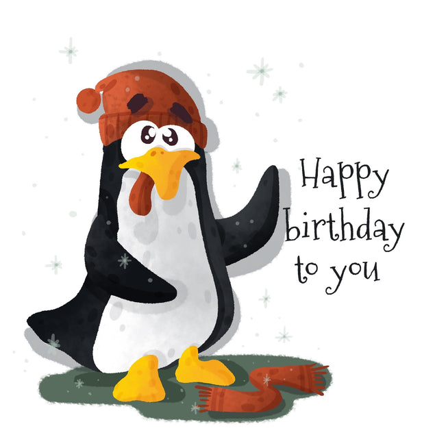 Cold Penguin Happy Birthday Confetti-exploding Greetings Card