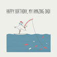 Fishing Seagull Happy Birthday Dad Confetti-exploding Greetings Card
