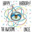 Happy Birthday Uncle Crayon Sloth With A Birthday Hat Confetti-exploding Greetings Card
