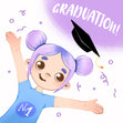 Purple Haired Girl Graduation Confetti-exploding Greetings Card