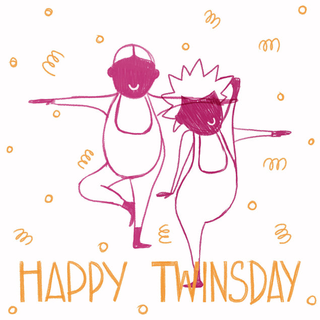 Happy Twinsday In Red Confetti-exploding Greetings Card