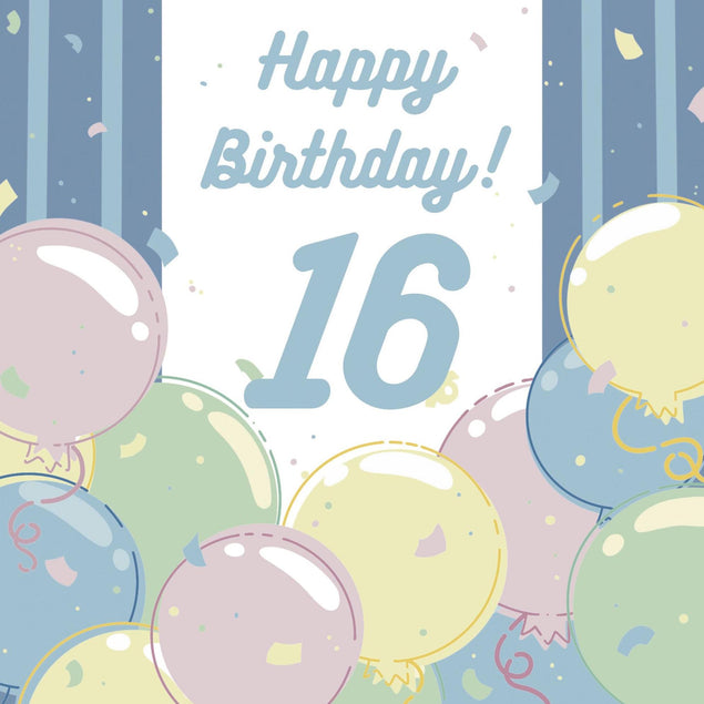 Happy 16th Birthday Balloons Confetti-exploding Greetings Card