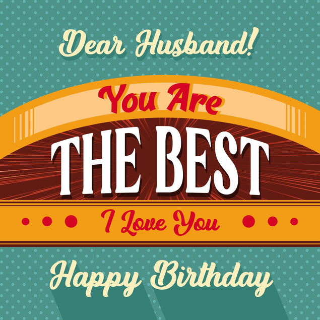 Vintage Poster Happy Birthday Husband Confetti-exploding Greetings Card