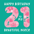 Flowers Happy 21st Birthday Niece Confetti-exploding Greetings Card