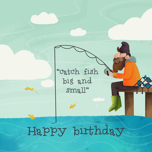 Happy Birthday Peaceful Fishing Confetti-exploding Greetings Card