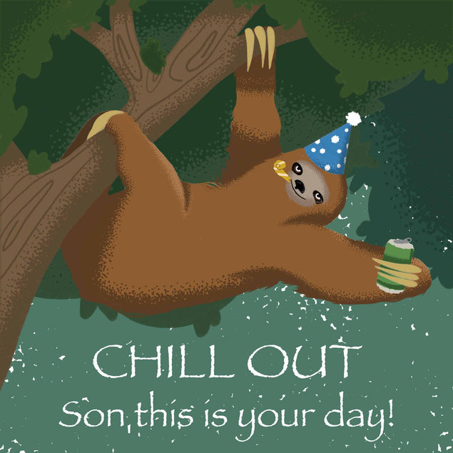 Happy Birthday Son Sloth With A Can Of Beer Confetti-exploding Greetings Card