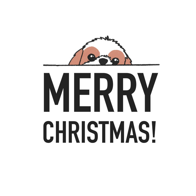 Merry Christmas Cute Shih-Tzu Puppy Confetti-exploding Greetings Card