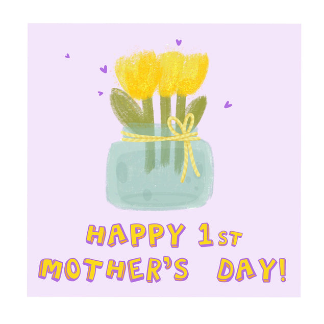 Cute Tulips Happy First Mother's Day Confetti-exploding Greetings Card