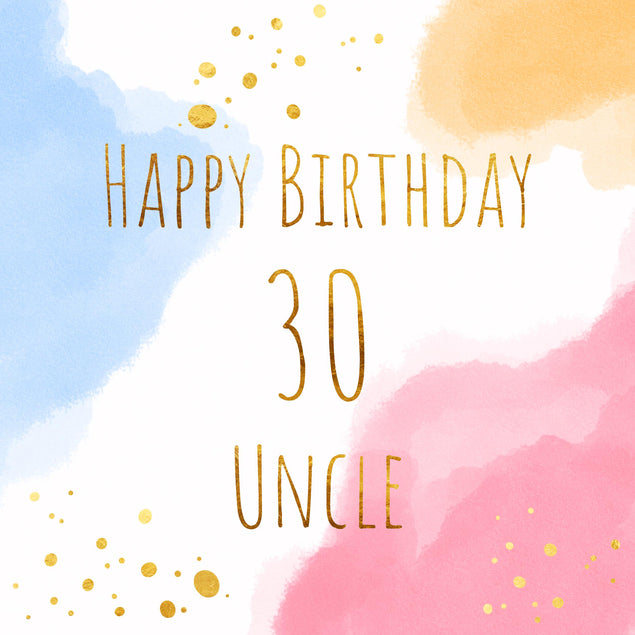 Golden Abstract Uncle 30th Birthday Confetti-exploding Greetings Card