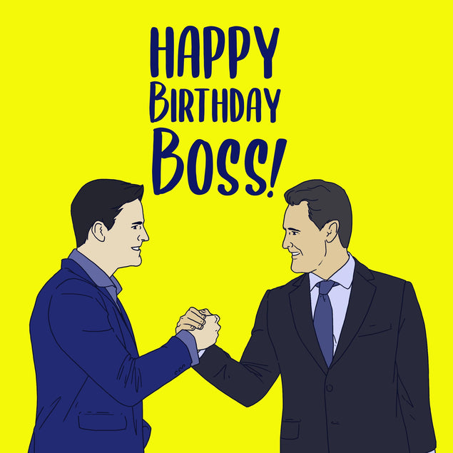 Yellow Background Happy Birthday Boss Confetti-exploding Greetings Card