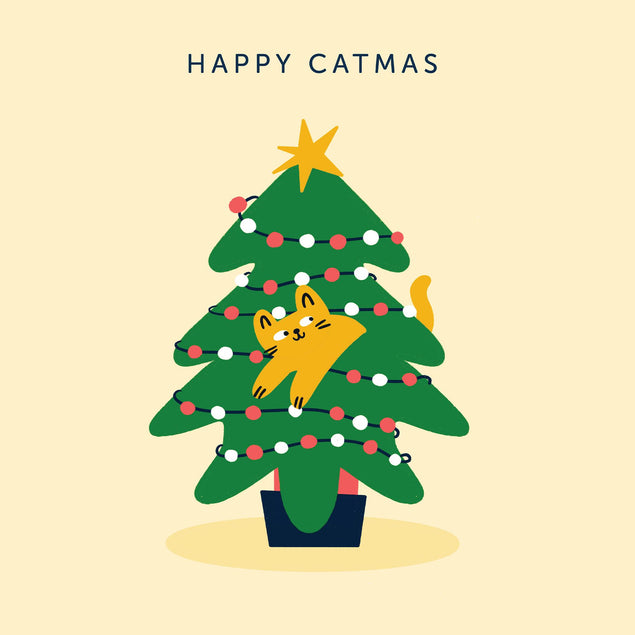 Funny Cat In Tree Christmas Confetti-exploding Greetings Card