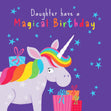 Colourful Unicorn Daughter Birthday Confetti-exploding Greetings Card