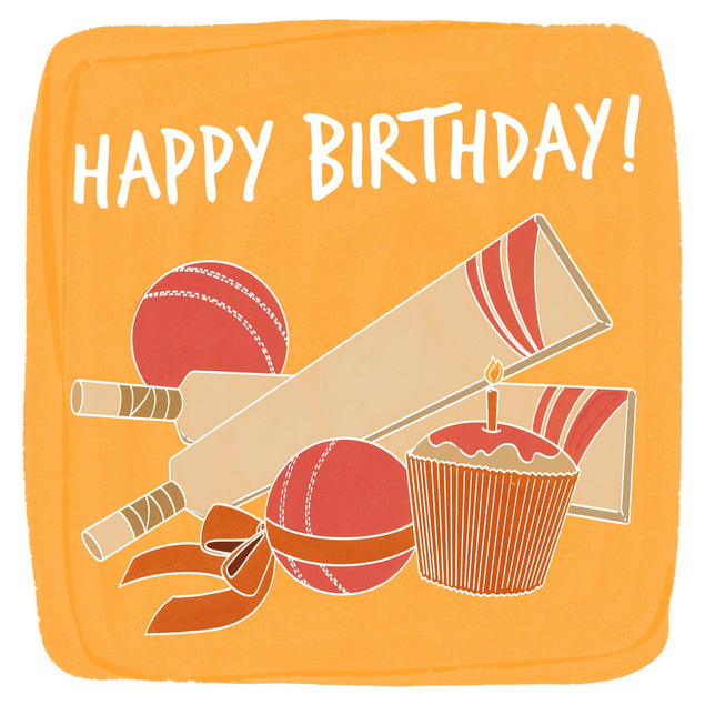 Happy Birthday In Orange Cricket Confetti-exploding Greetings Card