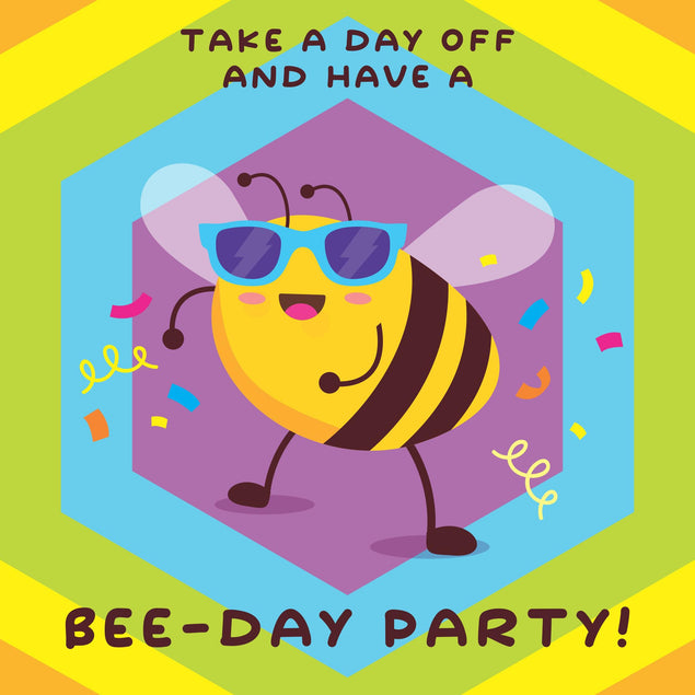 Bee-Day Party Happy Birthday Confetti-exploding Greetings Card