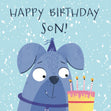 Happy Birthday Son Cute Dog And A Cake Confetti-exploding Greetings Card